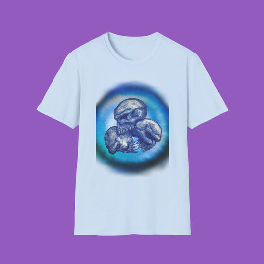 Eerie Triple Skull Blues Circle Unisex T-Shirt