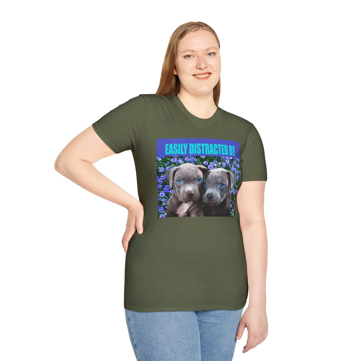 Easily Distracted by Puppies Cute Dog Lover T-Shirt, Easily Distracted by Dogs Tee, Perfect Gift for Pet Owners, Animal Lover Apparel, Casual Everyday Wear