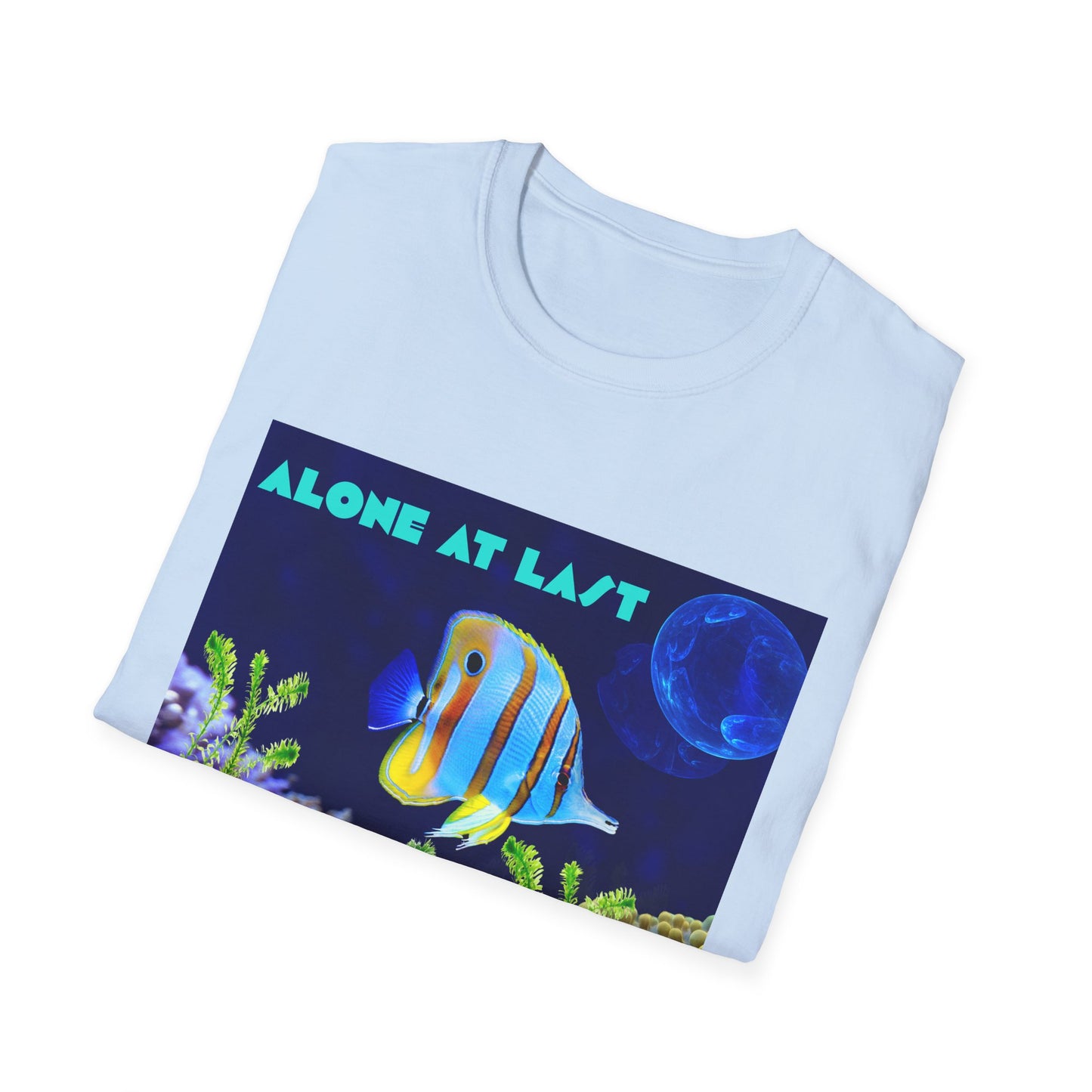 Underwater Adventure T-Shirt - (alone at last)Cool Sea Life Tee, Fish Shirt, Ocean Lover Gift, Beach Day Wear, Casual Summer Style, Swimwear