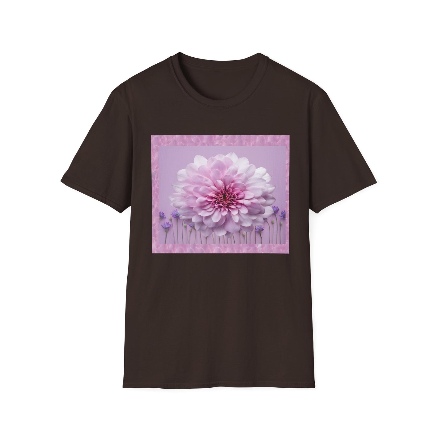 Pink Floral Art Unisex T-Shirt, Softstyle Tee, Summer Fashion, Gift for Her, Floral Shirt, Casual Wear