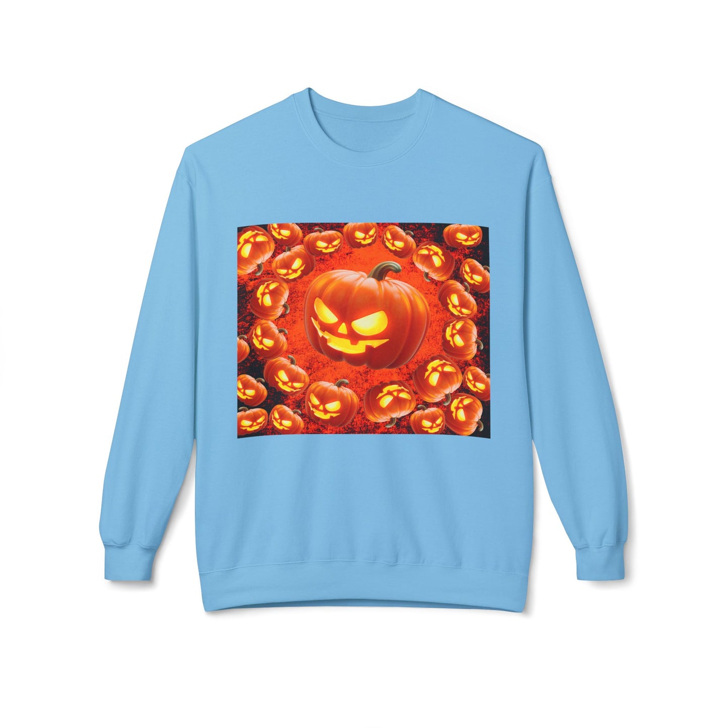 Halloween Pumpkin Planet Crewneck Sweatshirt, Cozy Unisex Fleece, Fall Fashion, Spooky Vibes, Seasonal Sweatshirt, Perfect for Autumn