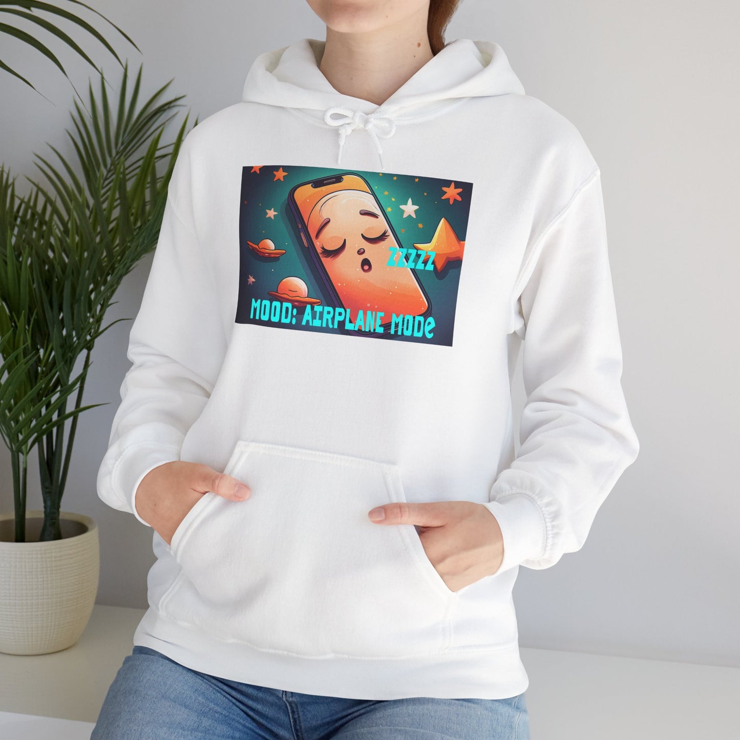 Hooded Sweatshirt - Airplane Mode Mood Sleeping Phone