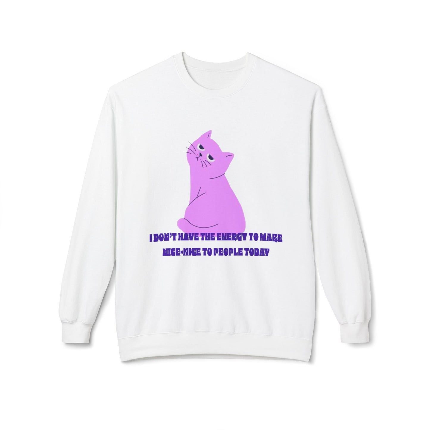 Cat Energy Sweatshirt, Cozy Unisex Crewneck, Funny Cat Lover Gift, Relaxed Fit Pullover, Perfect for Cat Lovers and Introverts