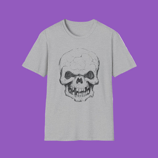 Skull Graphic Bright Colored Unisex Softstyle T-Shirt, Edgy Tee, Casual Wear, Festival Apparel, Gift for Horror Fans, Halloween Clothing
