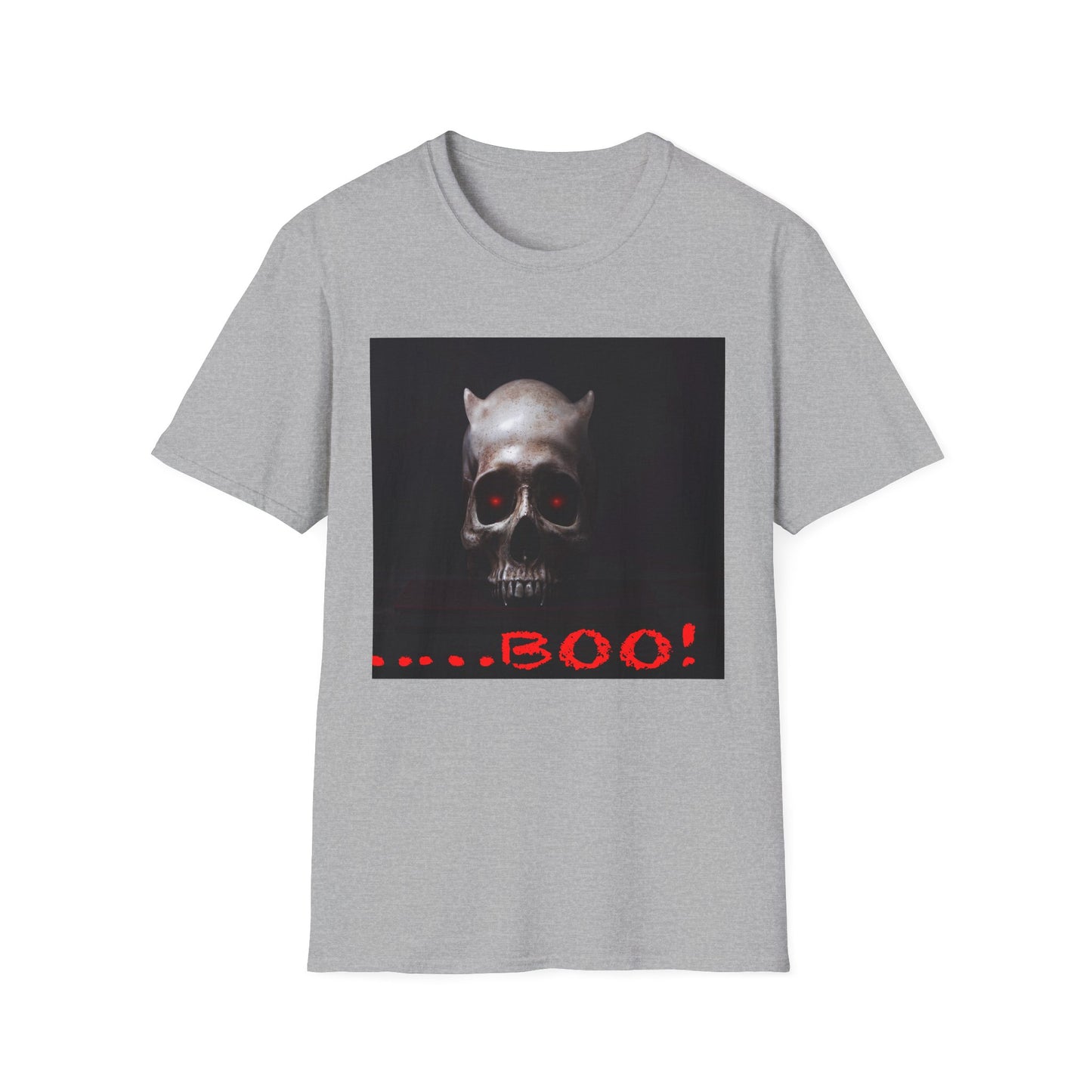 Spooky Skull BOO Halloween Tee, Unisex Softstyle T-Shirt, Halloween Apparel, Casual Ghost Shirt, October Fun Wear, Boo T-Shirt