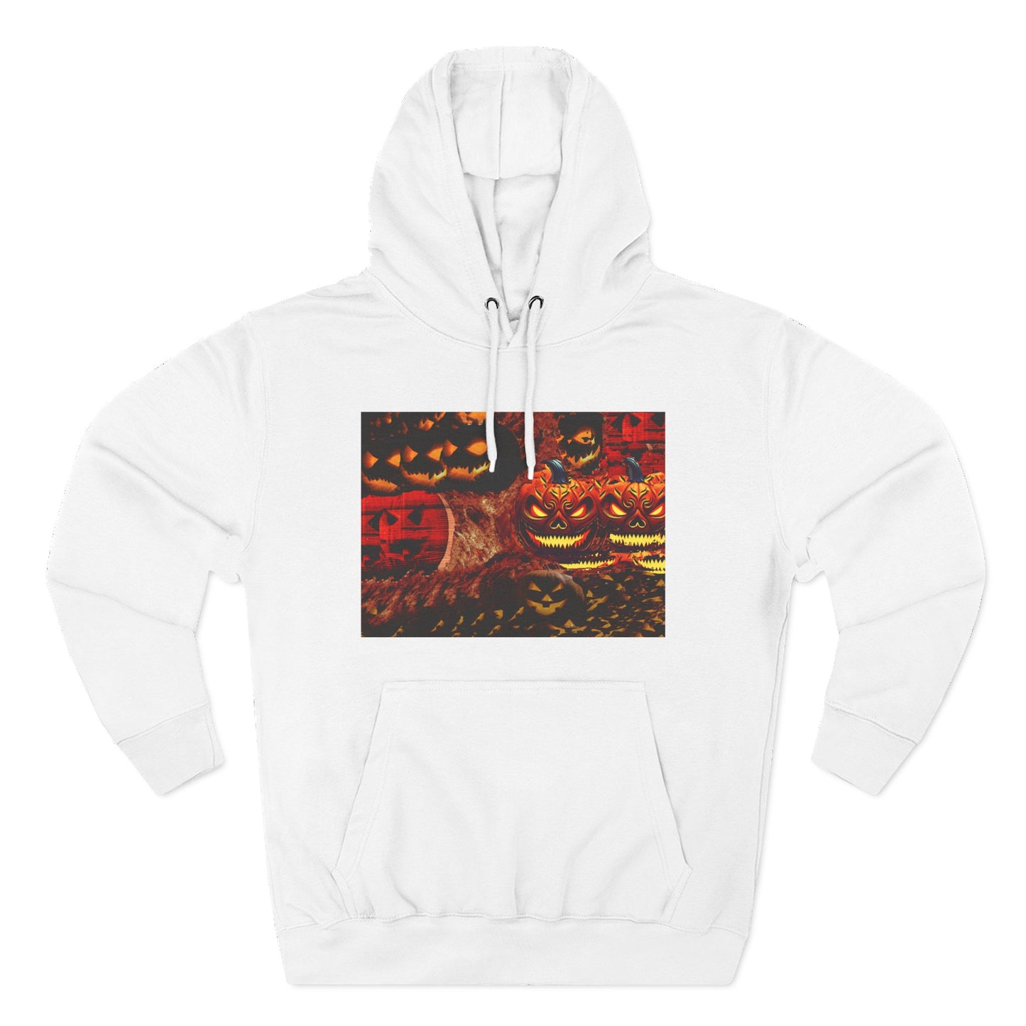 Halloween Distorted Pumpkin Three-Panel Fleece Hoodie