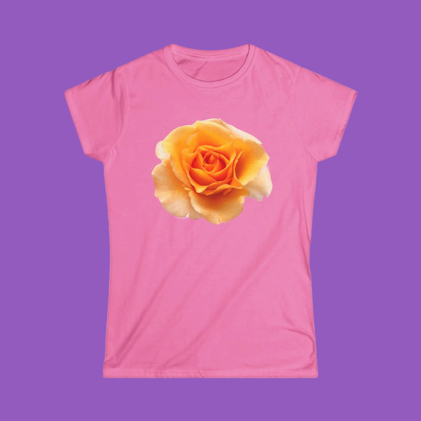 Single Peach Rose Floral T-Shirt - Softstyle Tee
