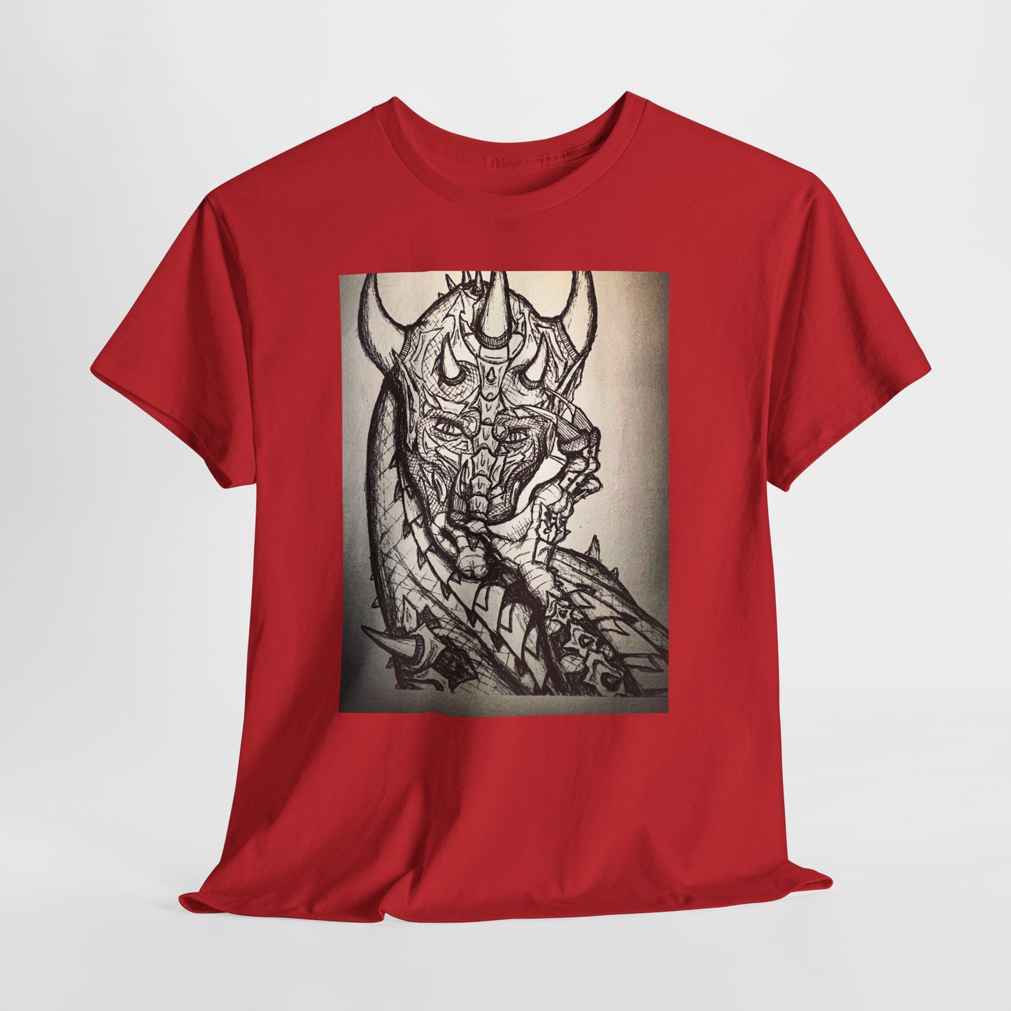 Dragon Art Unisex Heavy Cotton Tee, Graphic Tee, Unique Gift, Casual Wear, Fantasy Clothing, Art Inspired Shirt