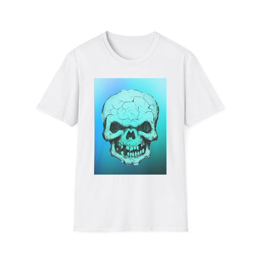 Skull Graphic Bright Colored Unisex Softstyle T-Shirt, Edgy Tee, Casual Wear, Festival Apparel, Gift for Horror Fans, Halloween Clothing