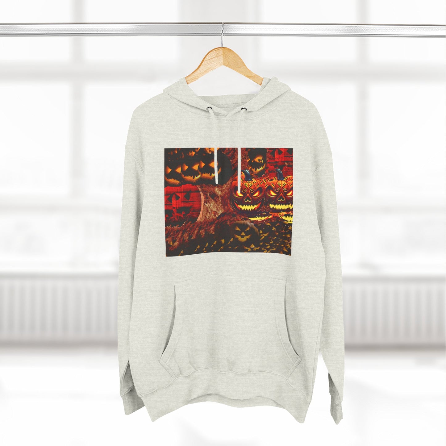 Halloween Distorted Pumpkin Three-Panel Fleece Hoodie