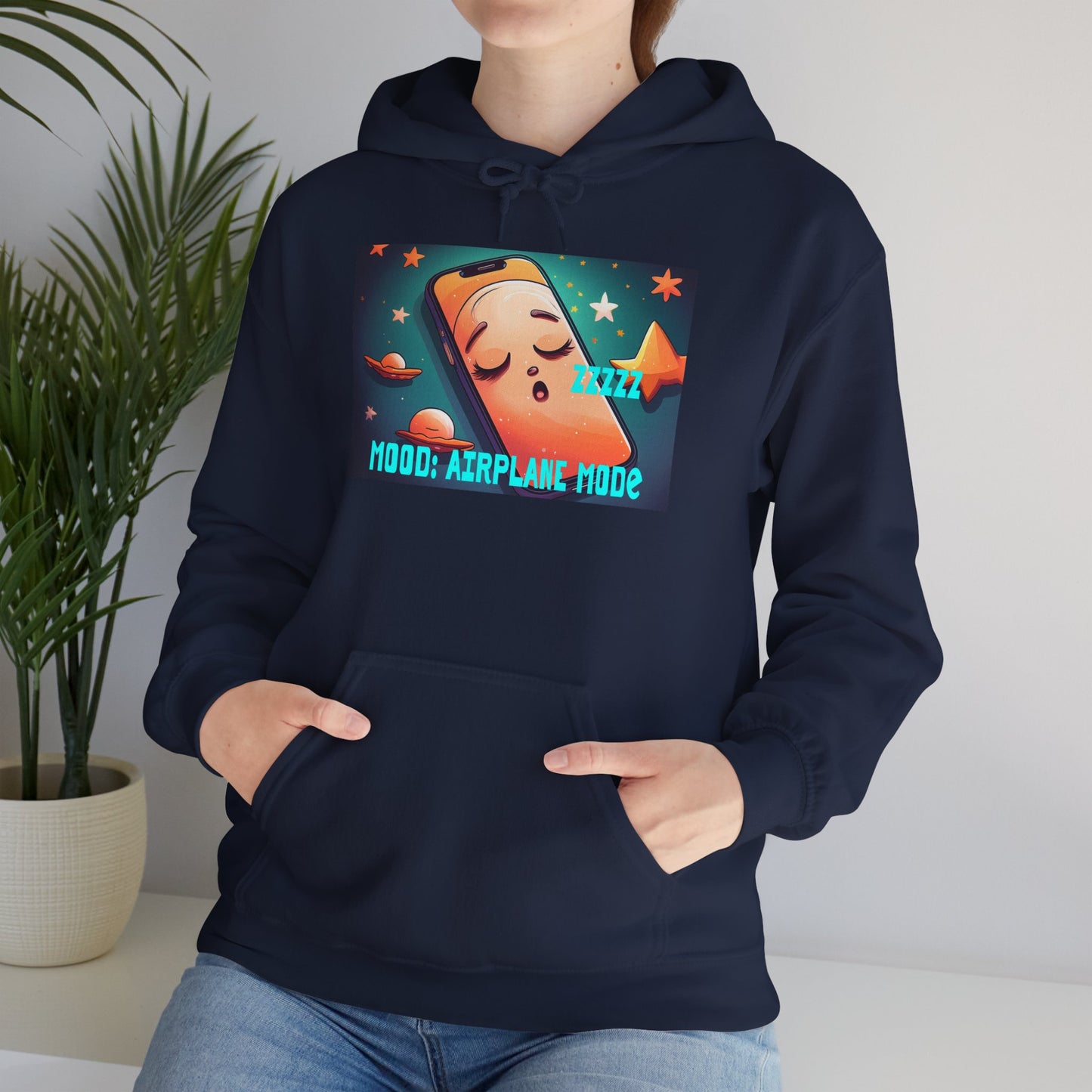 Hooded Sweatshirt - Airplane Mode Mood Sleeping Phone