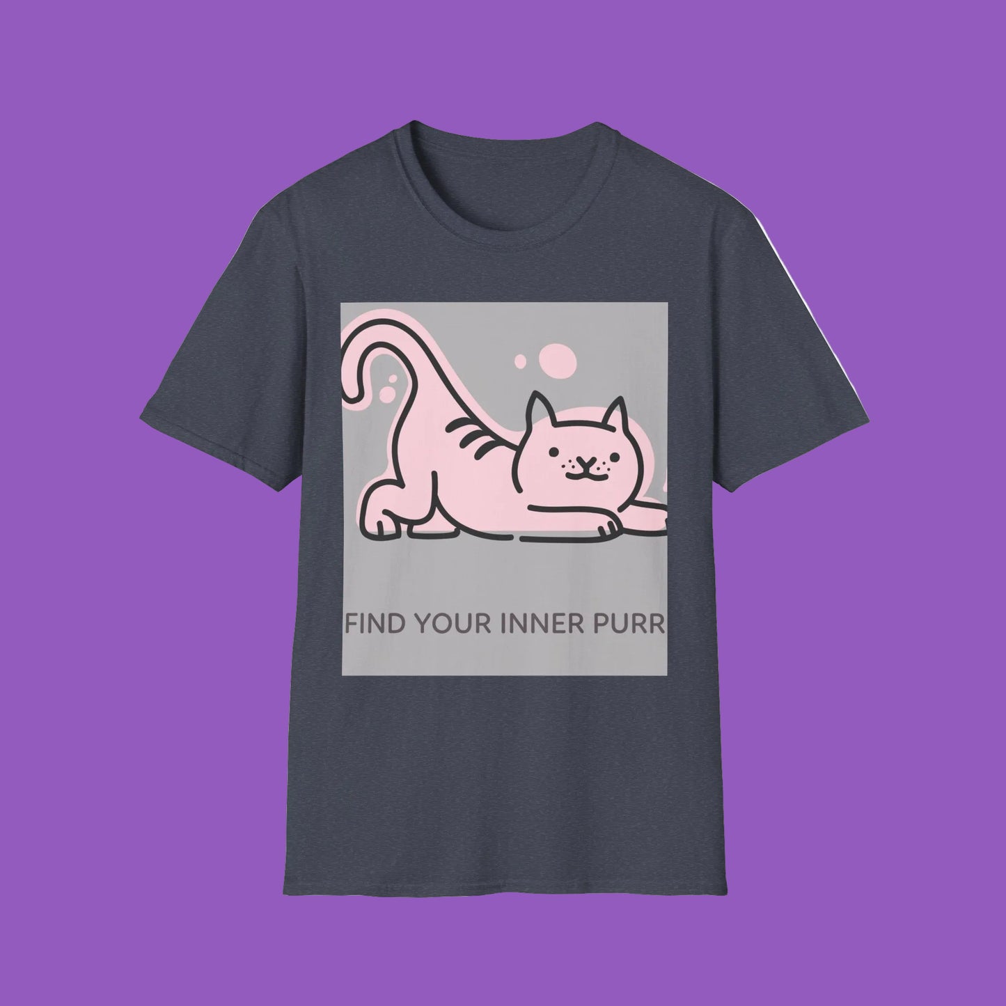 Cute Cat & Yoga Themed T-Shirt, Unisex Softstyle Tee, Find Your Inner Purr,