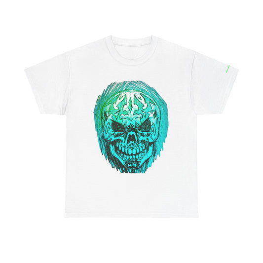 Vibrant Green Skull Graphic Tee - Unisex Heavy Cotton