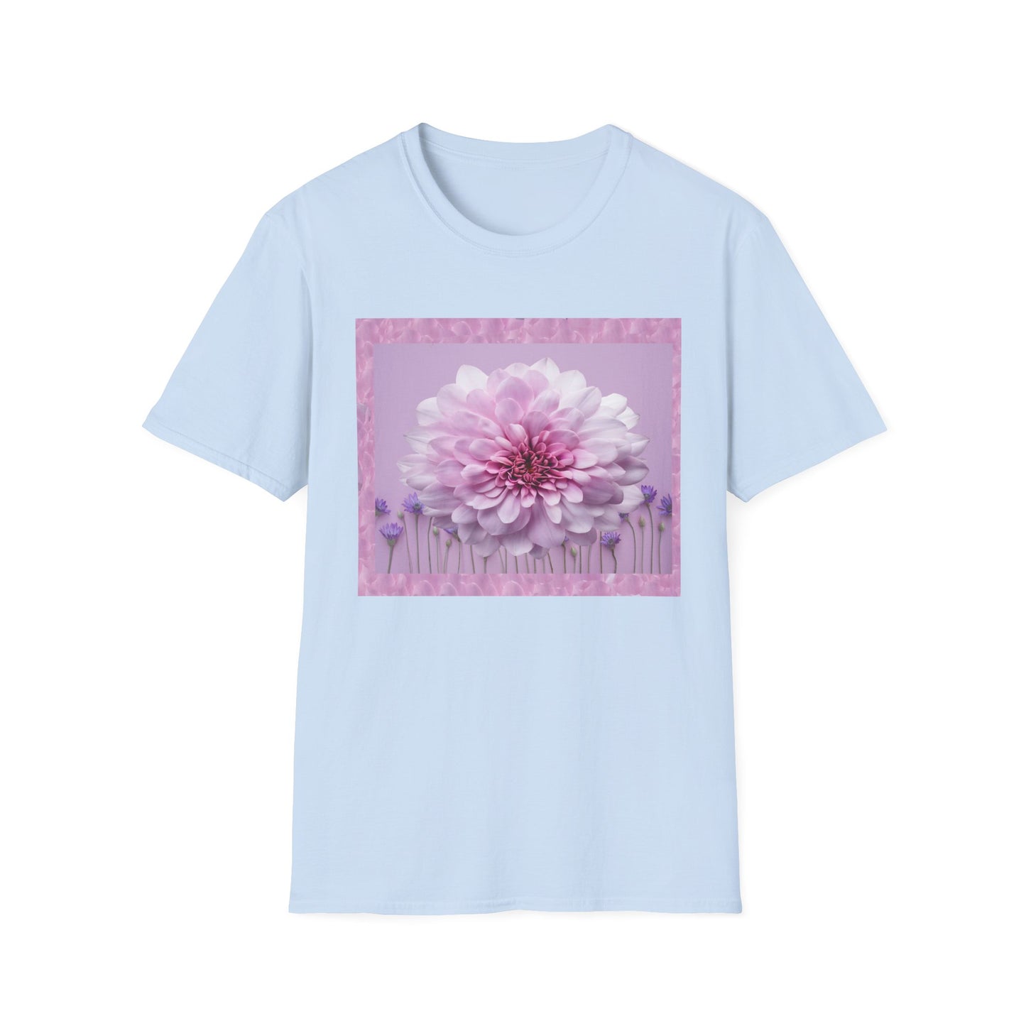 Pink Floral Art Unisex T-Shirt, Softstyle Tee, Summer Fashion, Gift for Her, Floral Shirt, Casual Wear