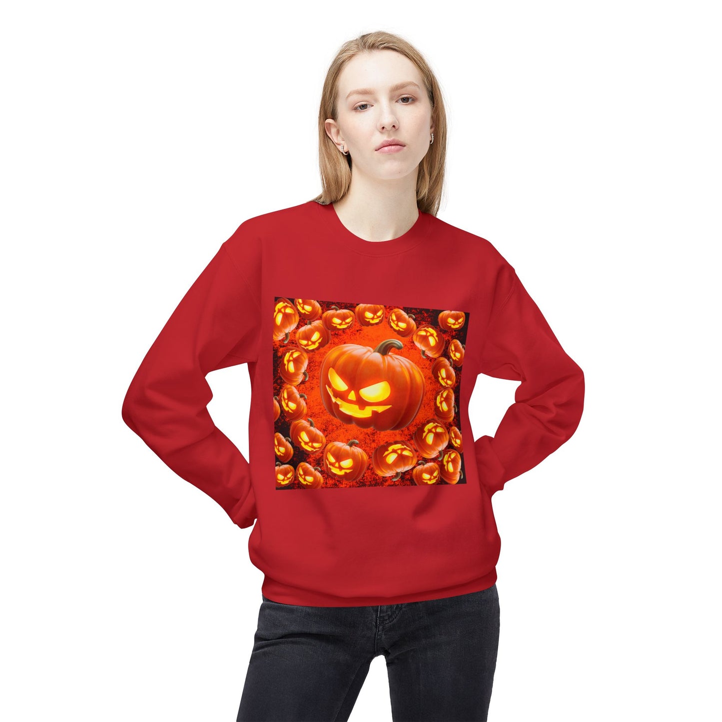 Halloween Pumpkin Planet Crewneck Sweatshirt, Cozy Unisex Fleece, Fall Fashion, Spooky Vibes, Seasonal Sweatshirt, Perfect for Autumn