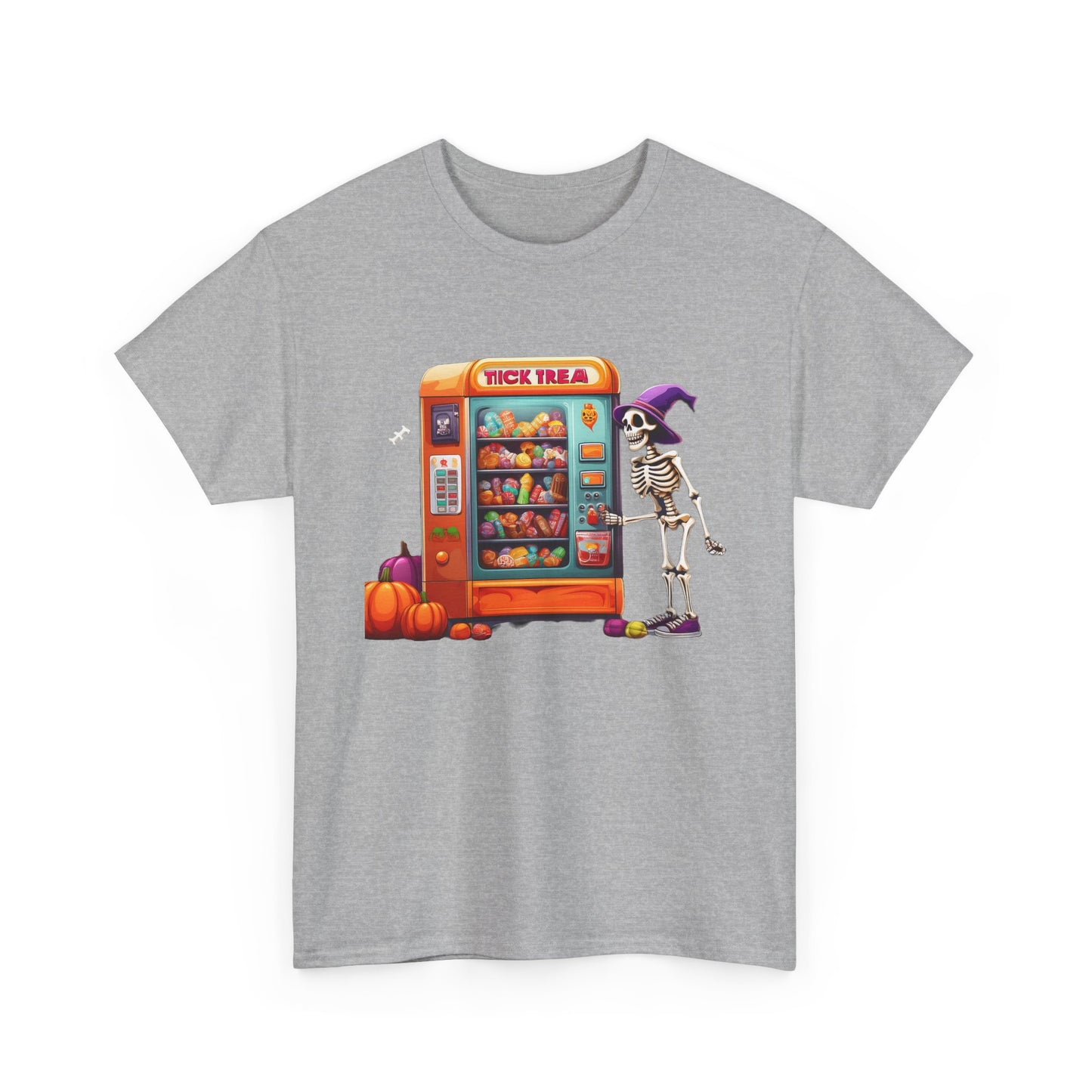 Halloween Skeleton Vending Machine Tee | Unisex Heavy Cotton T-Shirt, Spooky Shirt, Fall Fashion, Trick or Treat Top, Halloween Costume