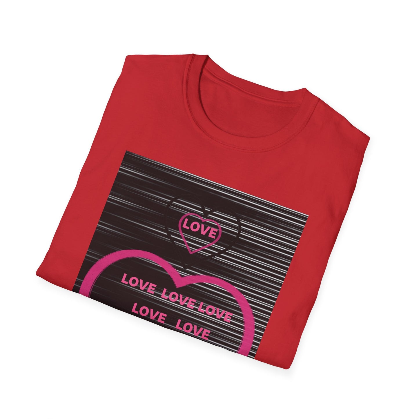 Love Heart Graphic T-Shirt — Neon Pink Retro Lines
