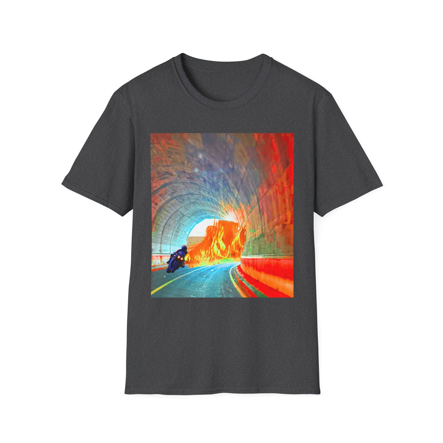 Vibrant Adventure motorcycle T-Shirt | Unisex Softstyle Tee, Casual Streetwear, Trendy Graphic Top, Unique Gift for Travelers, Colorful Artwork Shirt