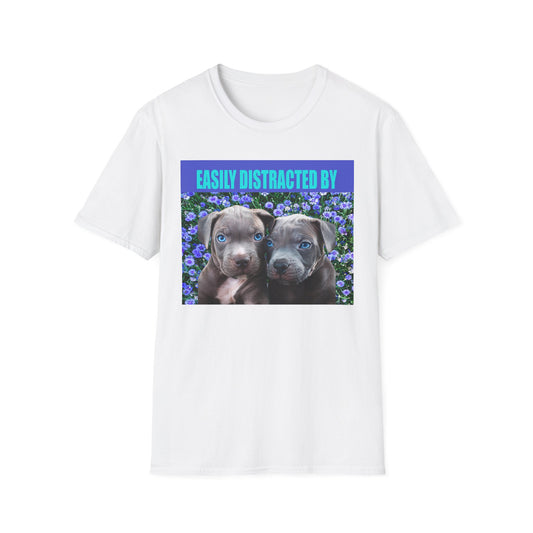 Easily Distracted by Puppies Cute Dog Lover T-Shirt, Easily Distracted by Dogs Tee, Perfect Gift for Pet Owners, Animal Lover Apparel, Casual Everyday Wear