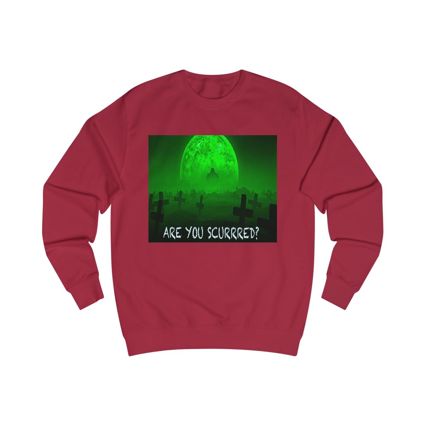 Glow-in-the-Dark SCURRED graveyard Unisex Sweatshirt: Perfect for Halloween, Parties, Cozy Nights, Spooky Vibes, Unisex Loungewear
