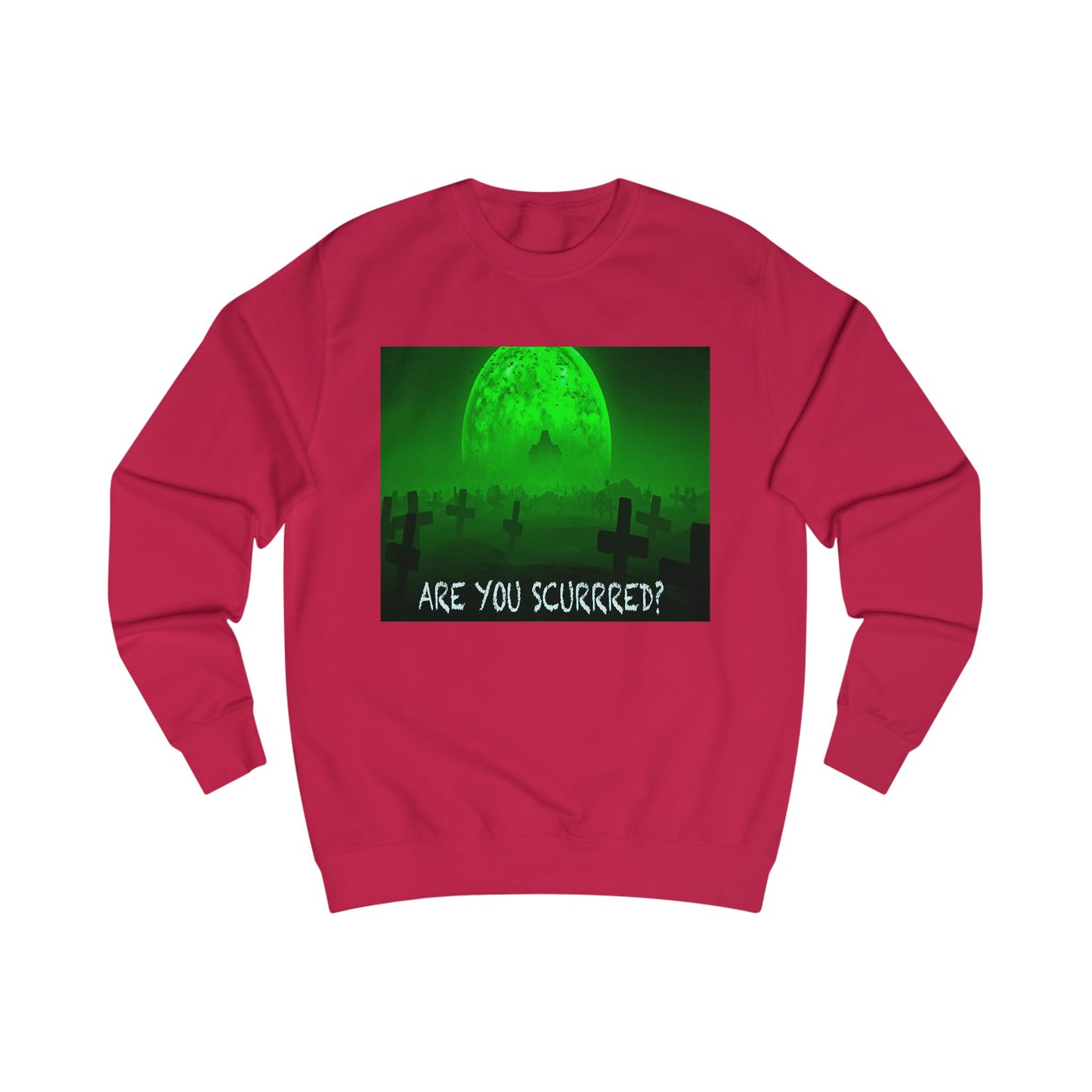 Glow-in-the-Dark SCURRED graveyard Unisex Sweatshirt: Perfect for Halloween, Parties, Cozy Nights, Spooky Vibes, Unisex Loungewear