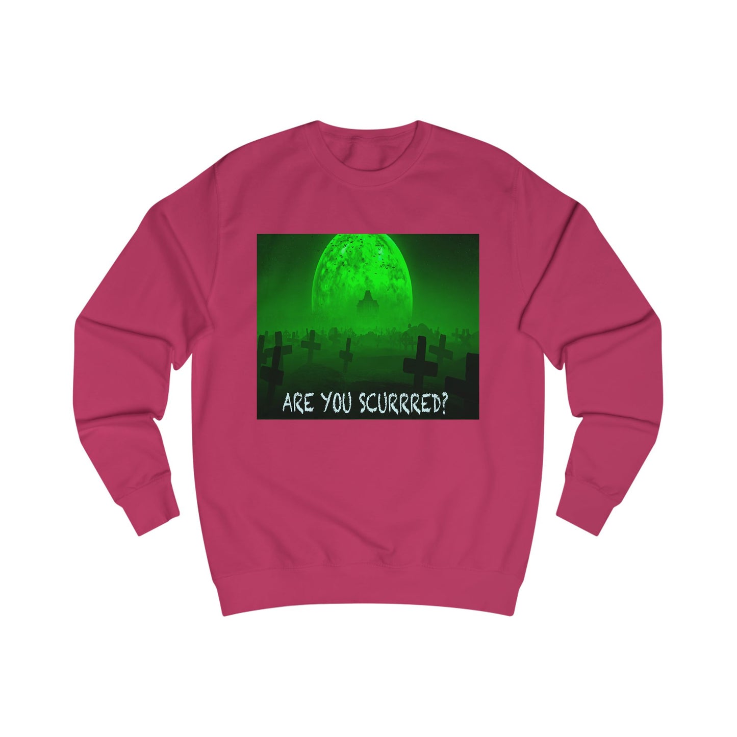Glow-in-the-Dark SCURRED graveyard Unisex Sweatshirt: Perfect for Halloween, Parties, Cozy Nights, Spooky Vibes, Unisex Loungewear