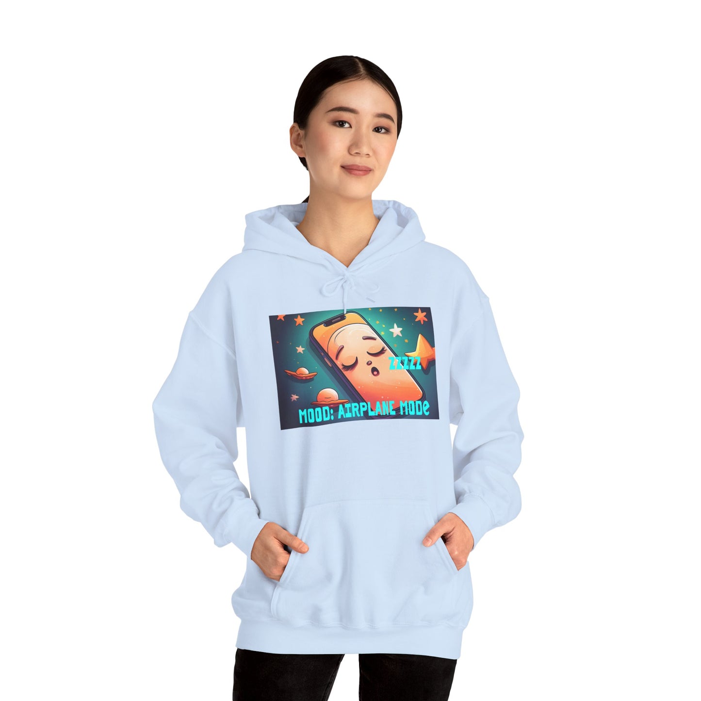 Hooded Sweatshirt - Airplane Mode Mood Sleeping Phone