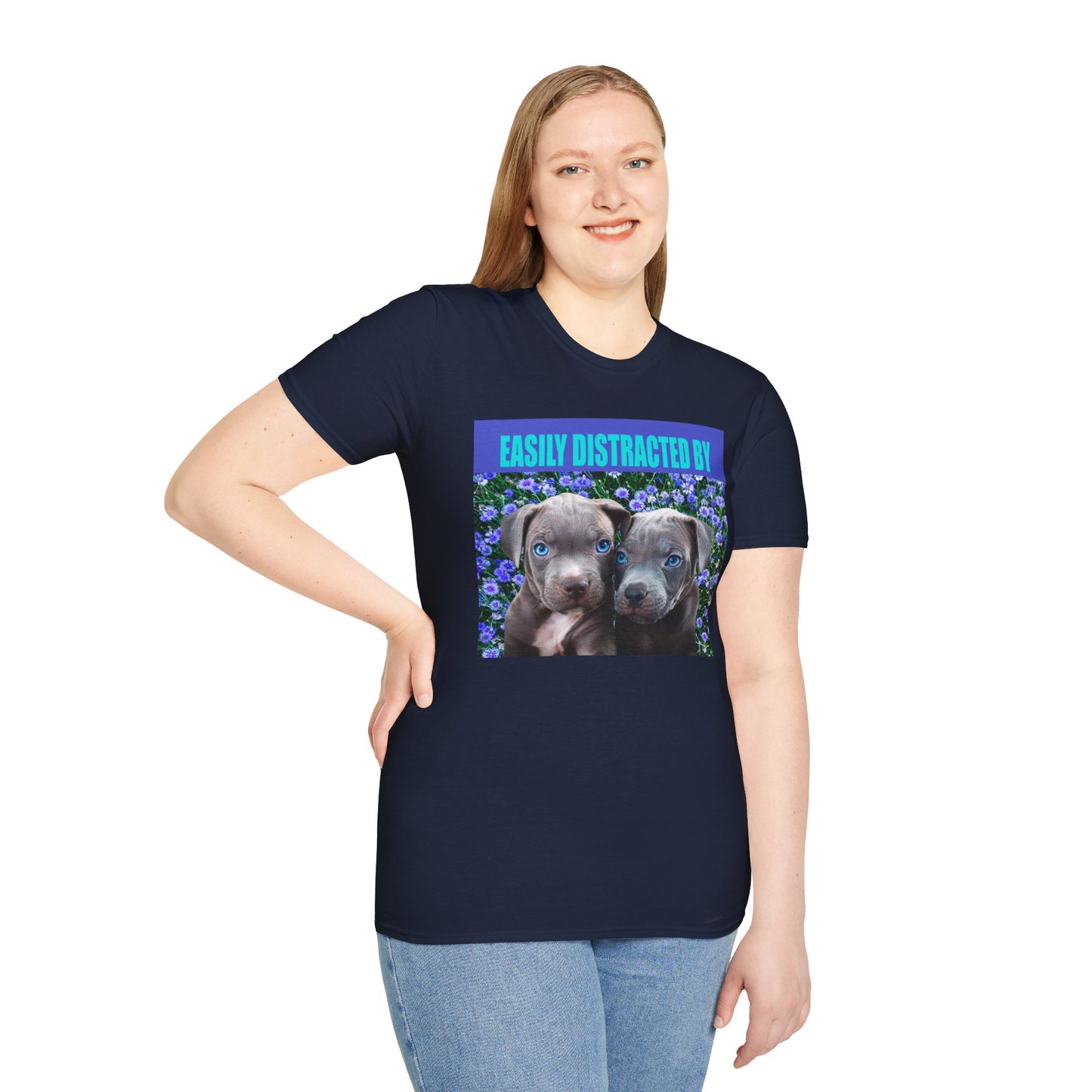 Easily Distracted by Puppies Cute Dog Lover T-Shirt, Easily Distracted by Dogs Tee, Perfect Gift for Pet Owners, Animal Lover Apparel, Casual Everyday Wear