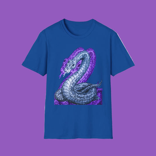 Blue Purple Cobra Echo Snake Graphic T-Shirt