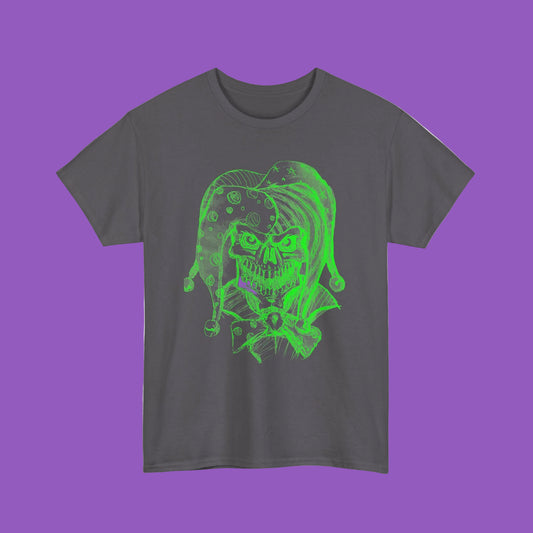 Neon Green Lines Jester Skull Tee