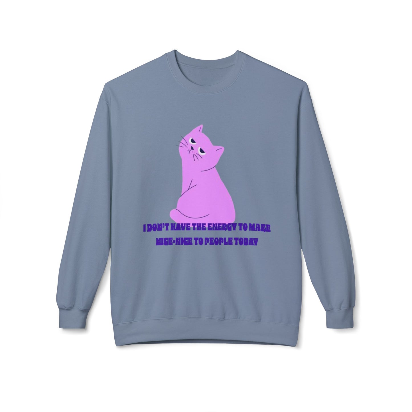 Cat Energy Sweatshirt, Cozy Unisex Crewneck, Funny Cat Lover Gift, Relaxed Fit Pullover, Perfect for Cat Lovers and Introverts