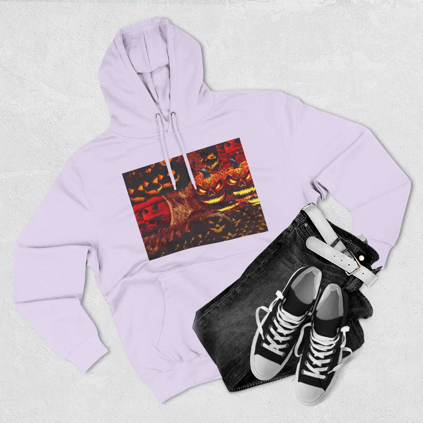 Halloween Distorted Pumpkin Three-Panel Fleece Hoodie