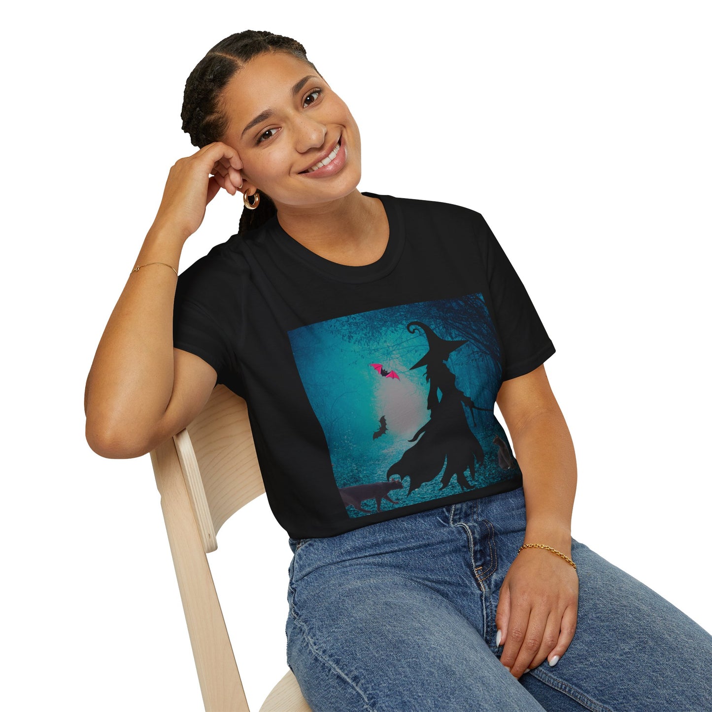 Magical Witch Art T-Shirt, Halloween Tee, Witchy Apparel, Gift for Her, Cute Graphic Shirt, Soft Unisex T-Shirt
