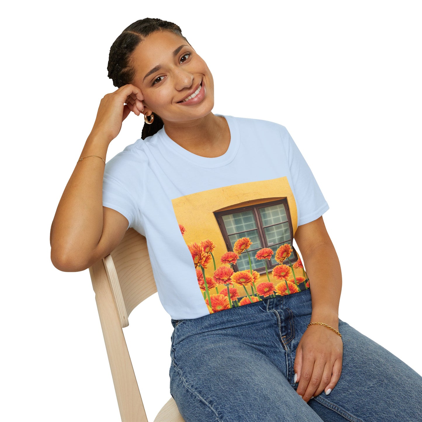 Vibrant Flower Catalina Window Tee - Unisex Softstyle T-Shirt, Floral Graphic Shirt, Spring Fashion, Gift Idea, Art Lover's Top, Summer Outfit