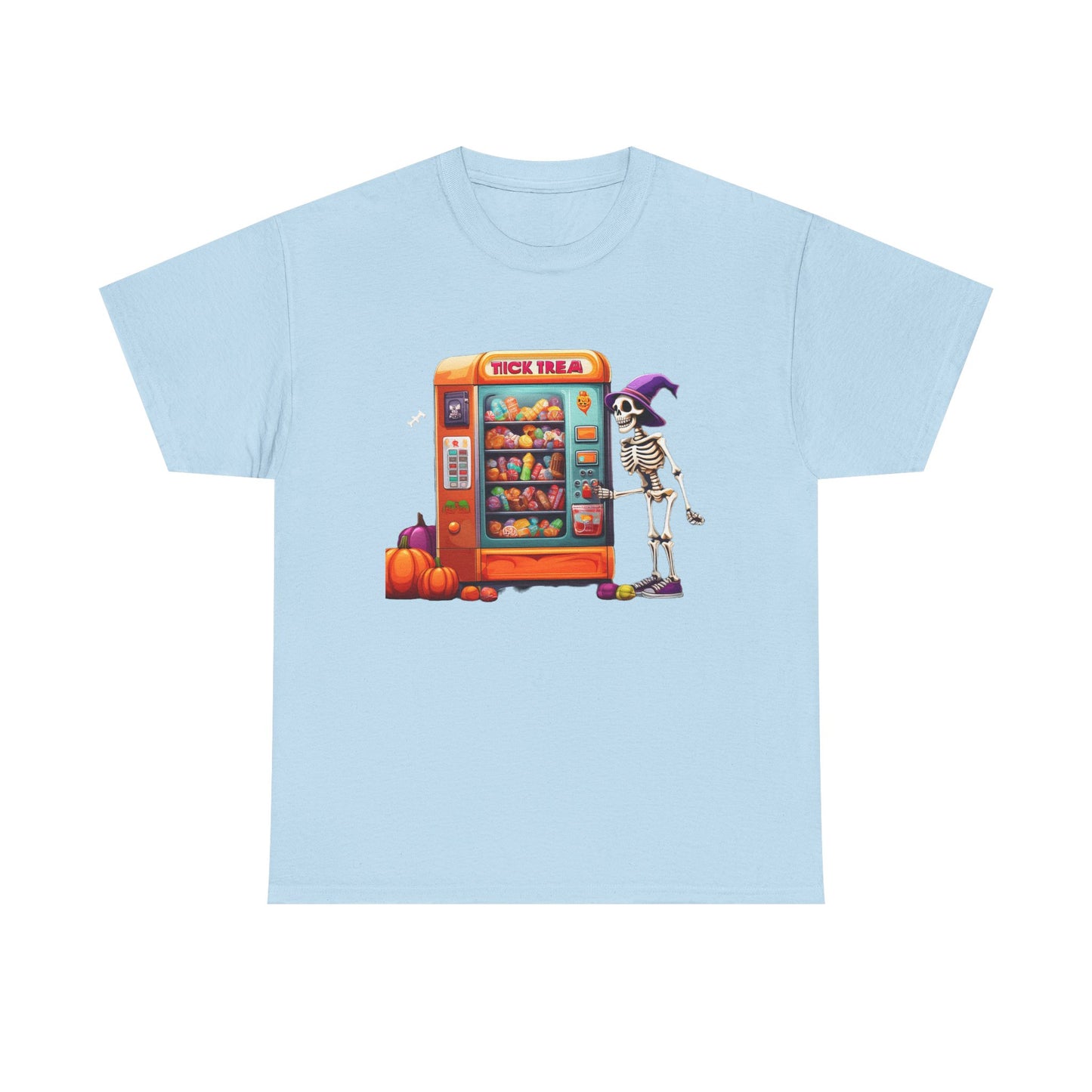 Halloween Skeleton Vending Machine Tee | Unisex Heavy Cotton T-Shirt, Spooky Shirt, Fall Fashion, Trick or Treat Top, Halloween Costume
