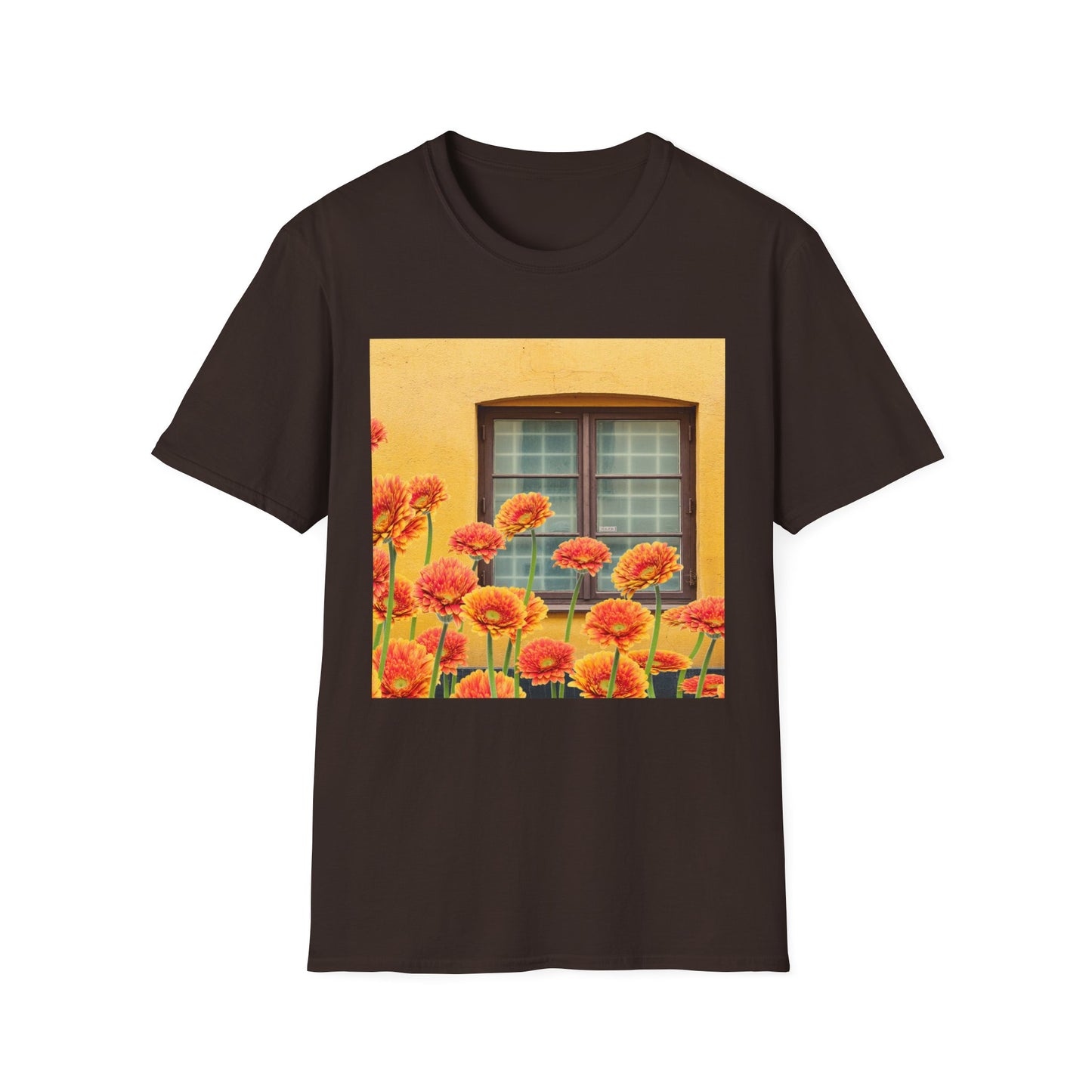 Vibrant Flower Catalina Window Tee - Unisex Softstyle T-Shirt, Floral Graphic Shirt, Spring Fashion, Gift Idea, Art Lover's Top, Summer Outfit
