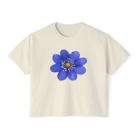 Botanical Women's Boxy Tee, Floral Crop Top, Casual Summer Wear, Gift for Her, Nature Lover Shirt