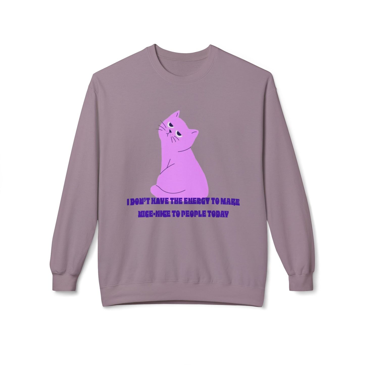 Cat Energy Sweatshirt, Cozy Unisex Crewneck, Funny Cat Lover Gift, Relaxed Fit Pullover, Perfect for Cat Lovers and Introverts