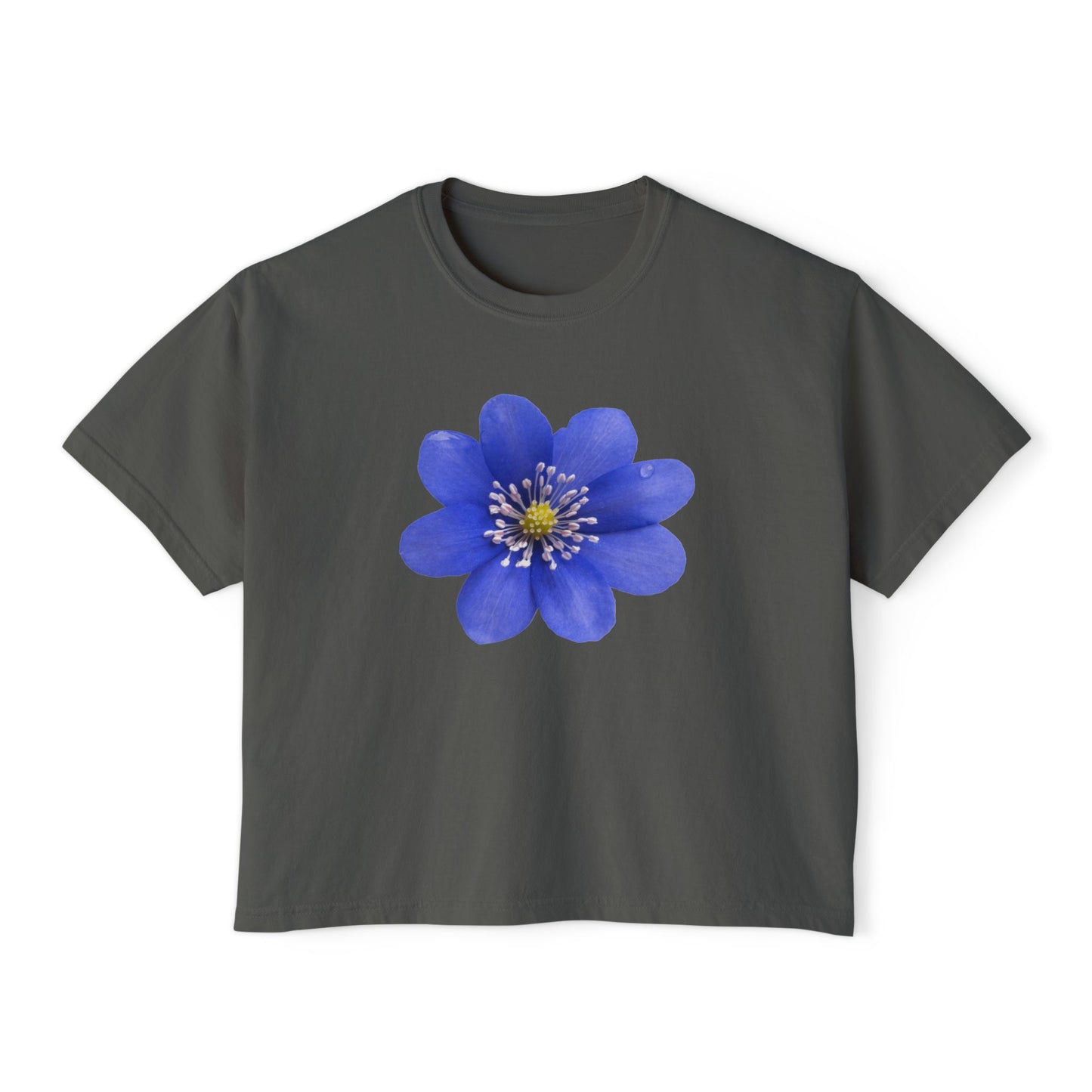 Botanical Women's Boxy Tee, Floral Crop Top, Casual Summer Wear, Gift for Her, Nature Lover Shirt