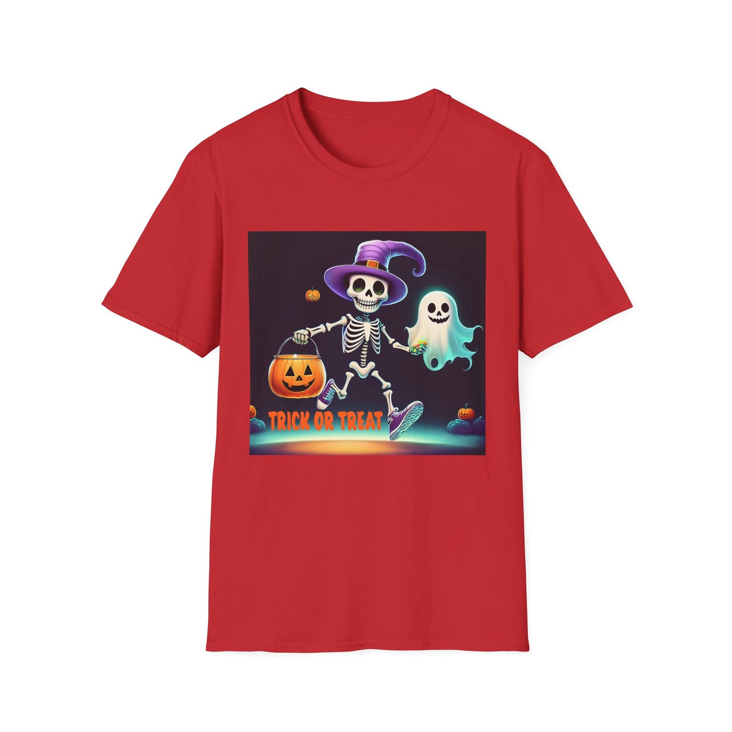 Halloween Skeleton Unisex T-Shirt, Trick or Treat Tee, Spooky Season Apparel, Ghost Theme Shirt, Halloween Costume Top