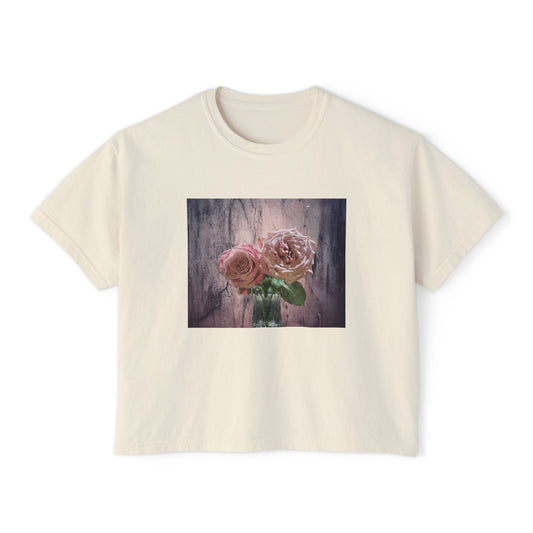 Floral Women's Boxy Tee, Casual Top, Gift for Her, Summer Style, Vintage Bloom Graphic Tee, Everyday Wear