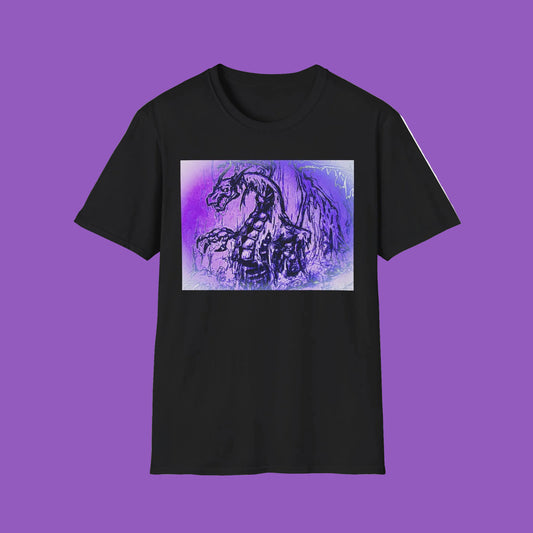 Dragon Original Art T-Shirt in Purple Tones - Unisex