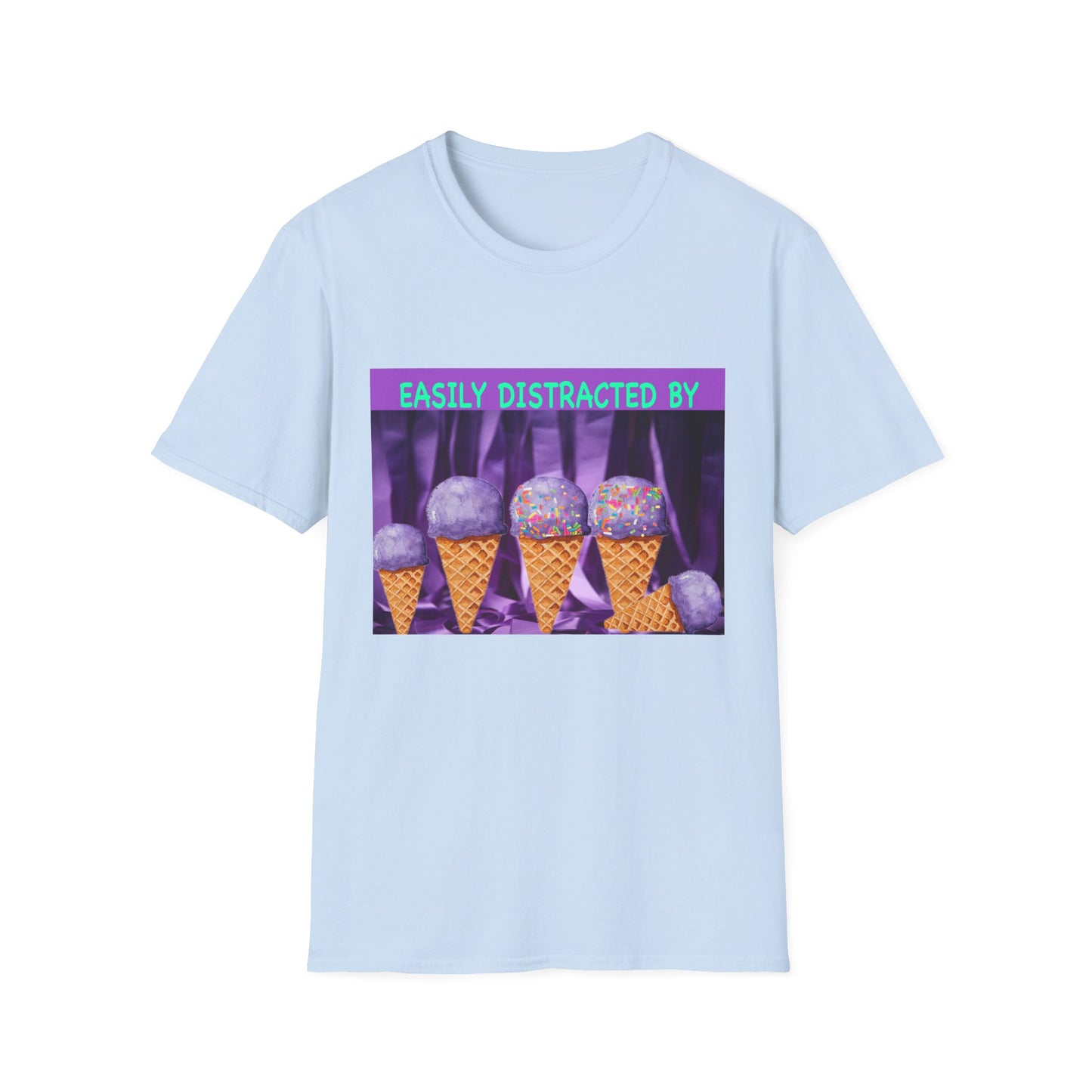Easily Distracted By Ice Cream T-Shirt, Funny Gift for Ice Cream Lovers, Unisex Graphic Tee, Summer Shirt, Ideal for Birthdays, Casual Wear