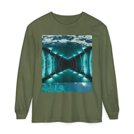 Abstract Fluid Unisex Garment-dyed Long Sleeve T-Shirt