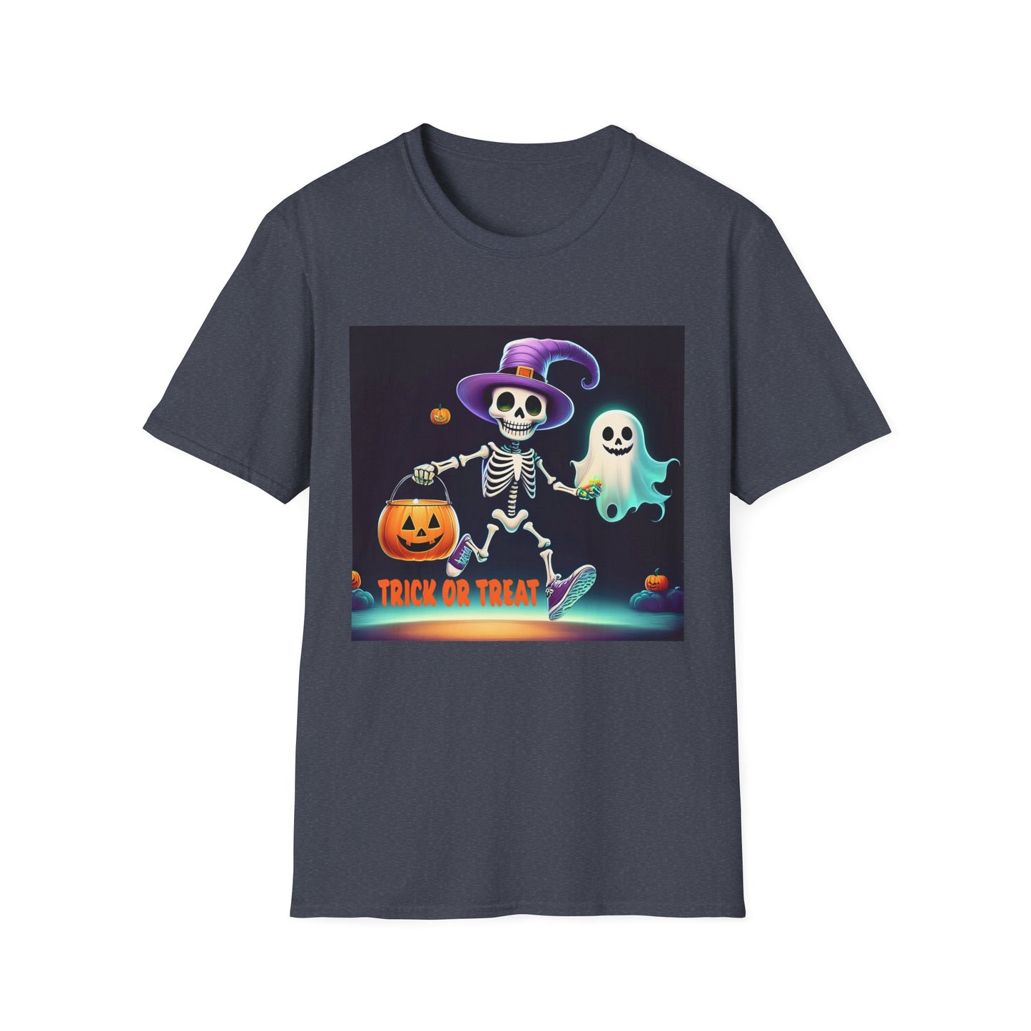Halloween Skeleton Unisex T-Shirt, Trick or Treat Tee, Spooky Season Apparel, Ghost Theme Shirt, Halloween Costume Top