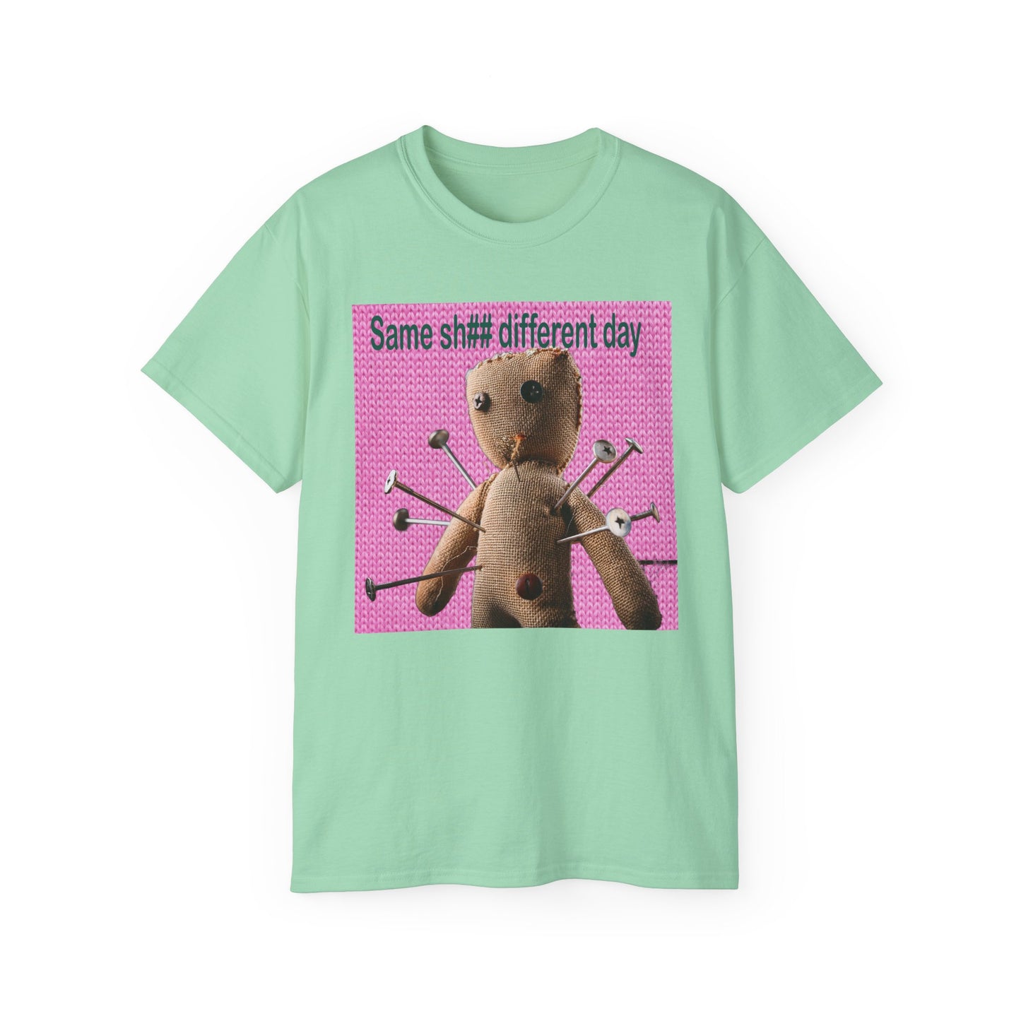 Voodoo Doll Humor Tee, Fun Statement T-Shirt for Everyday Wear, Gift for Friends, Casual Style, Quirky Graphic Shirt, Perfect for Parties