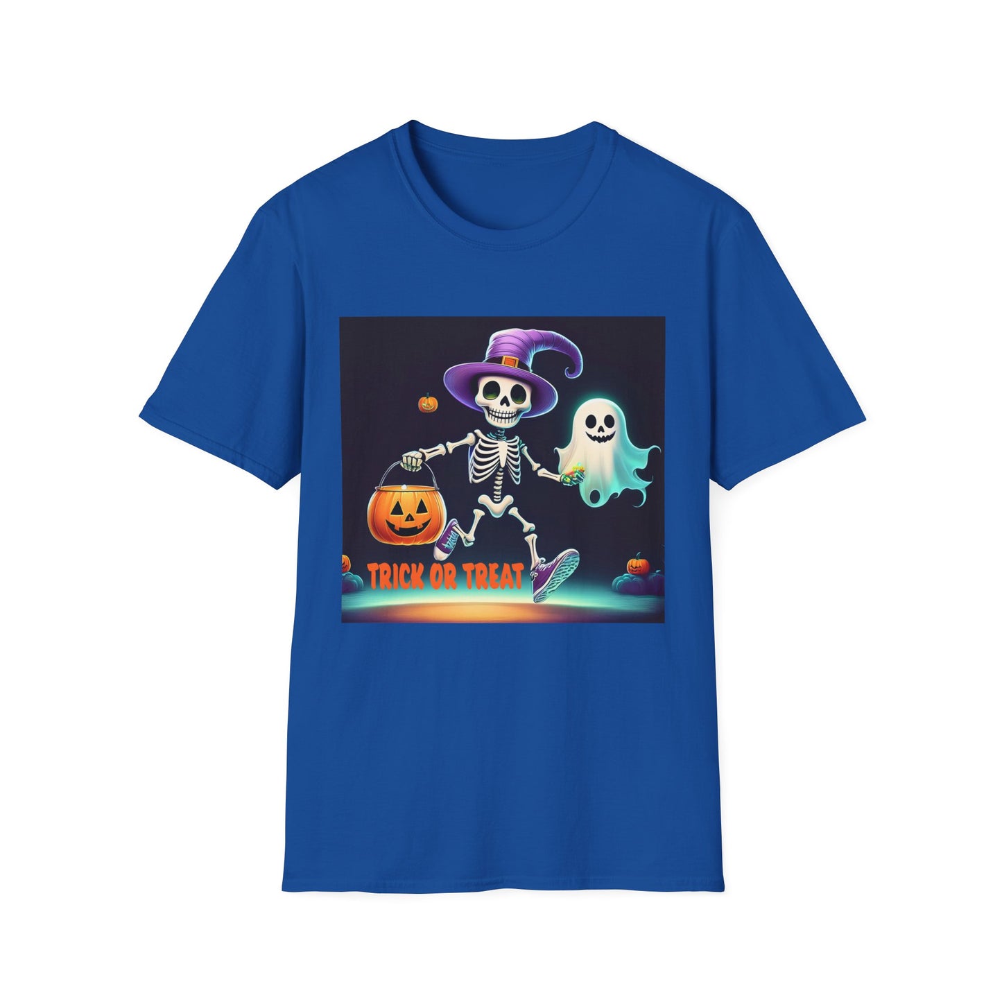 Halloween Skeleton Unisex T-Shirt, Trick or Treat Tee, Spooky Season Apparel, Ghost Theme Shirt, Halloween Costume Top