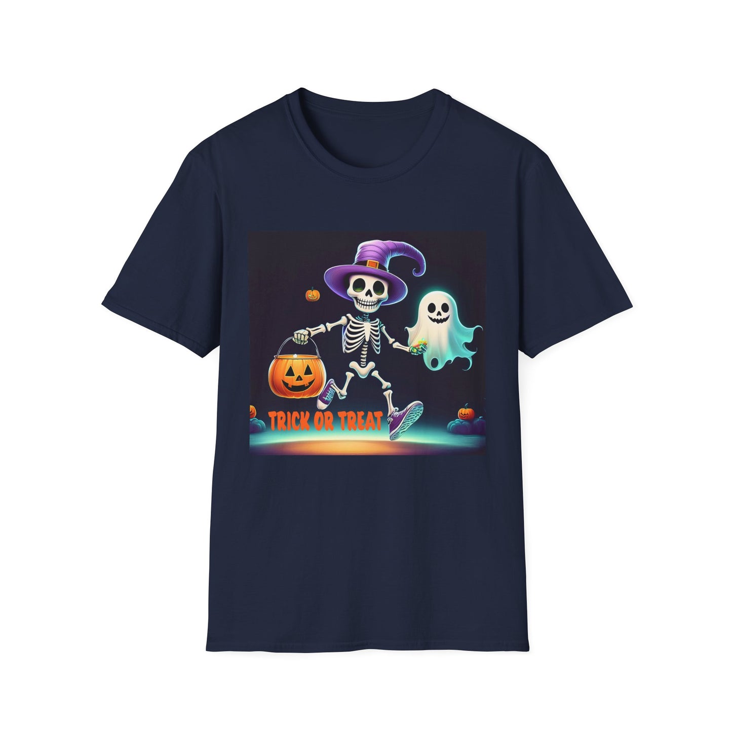Halloween Skeleton Unisex T-Shirt, Trick or Treat Tee, Spooky Season Apparel, Ghost Theme Shirt, Halloween Costume Top