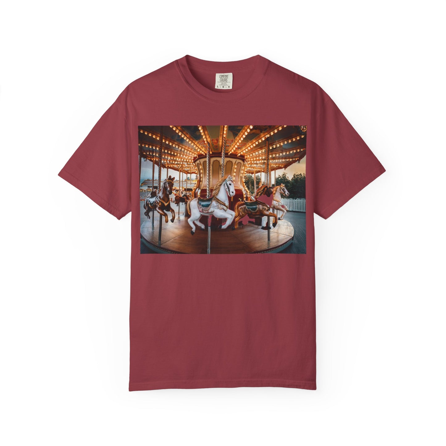 Vintage Full Carousel Horse Design Garment-Dyed T-shirt
