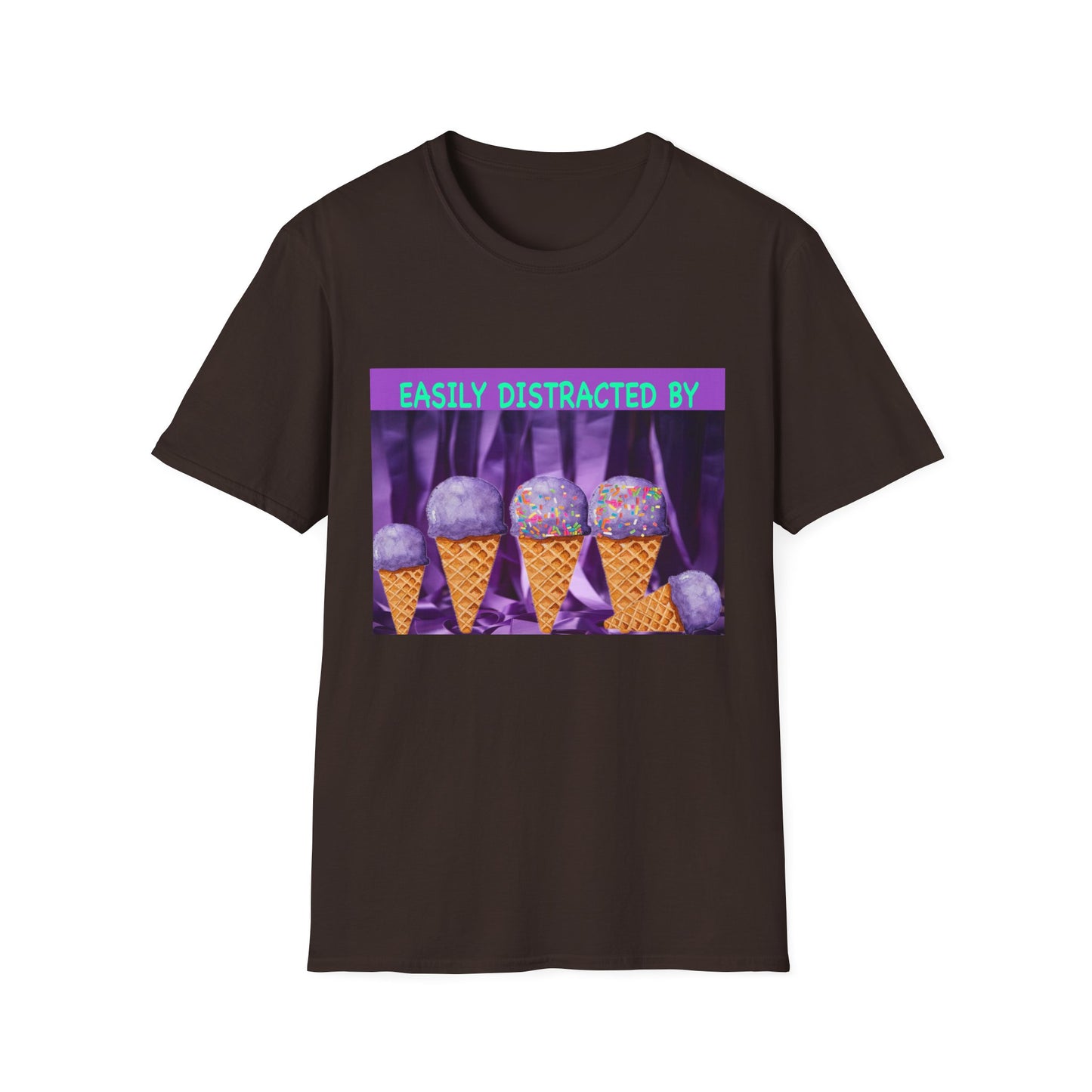 Easily Distracted By Ice Cream T-Shirt, Funny Gift for Ice Cream Lovers, Unisex Graphic Tee, Summer Shirt, Ideal for Birthdays, Casual Wear
